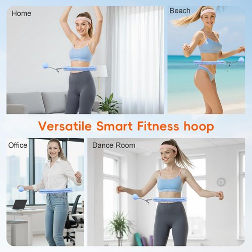 HCOIW Plus Size Silent Weighted Hula Infinity Fitness Detachable Hoops 65-Inch 32 Knot, Smart Noiseless Infinity Hula for Women, Waist and Abdominal Home Weight Loss Exercise Fit Hoop,Blue and Purple