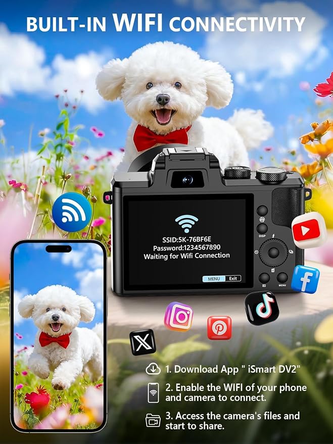 8K Digital Camera, 88MP WiFi Cameras