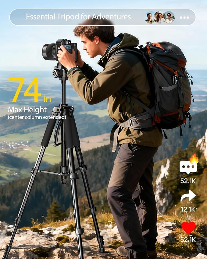 UBeesize 74" Camera Tripod