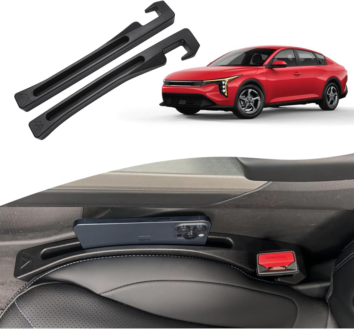 Car Seat Gap Filler for Kia K4 2025-2026 Gap Filler Organizer Stop Things from Dropping Customized Interior Accessories Black, 2 Pack