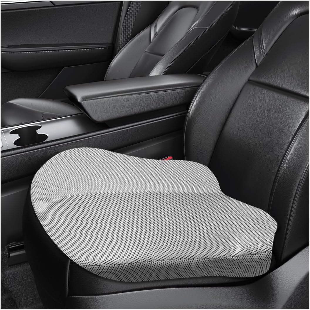 Car Seat Cushion, Comfort Memory Foam Car Cushion, Non-Slip Auto Booster Seat Cushion for Improve Driving Vision, Suitable for Vehicles Trucks SUVs Car Accessories (Black)