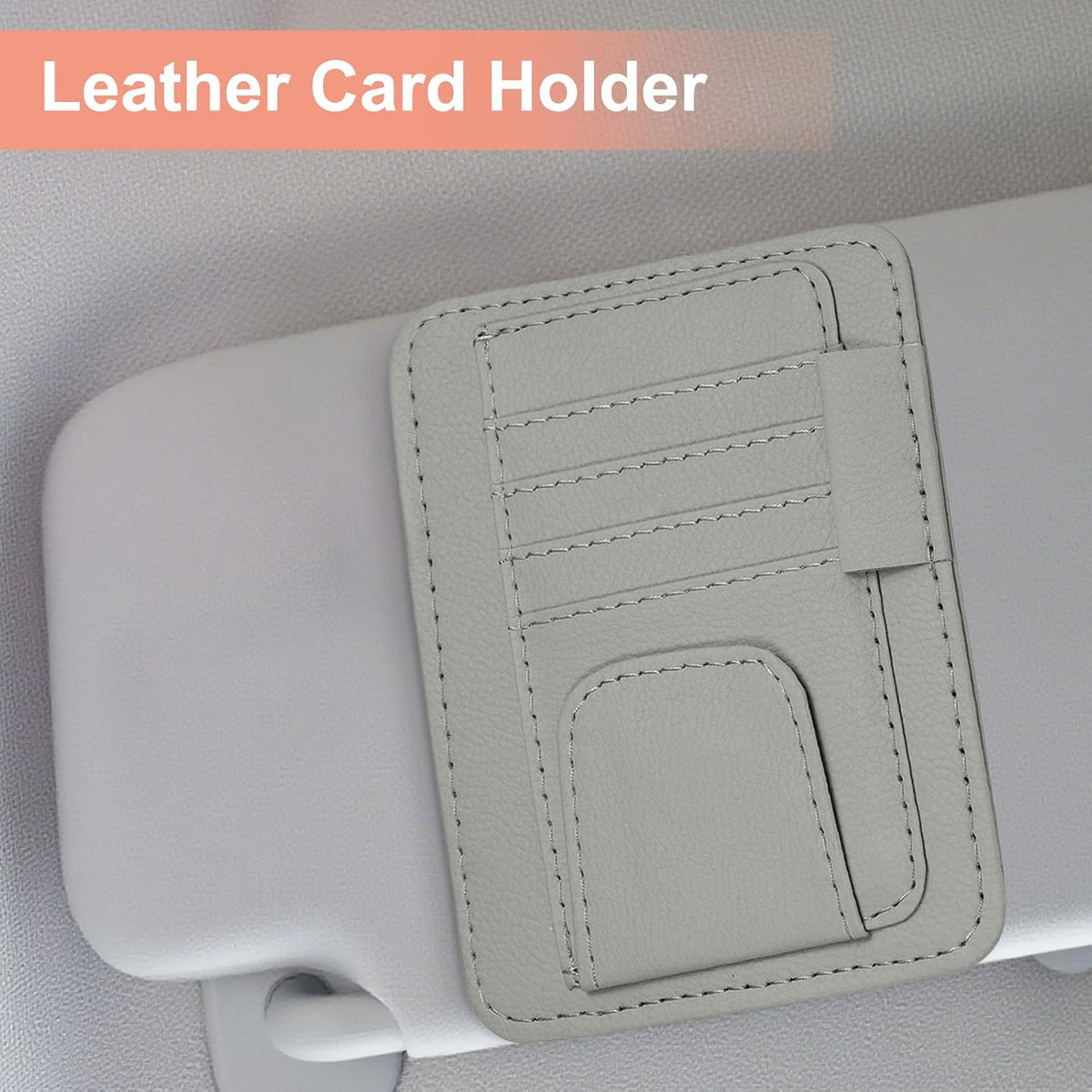 HARFINGTON 2Pcs Car Sun Visor Organizer 6.02" x 4.76" Leather Multi-Pocket Visor Card Sleeve Pocket Car Truck SUV Interior Storage Pouch for Driving License Credit Card Bill Sunglasses, Black