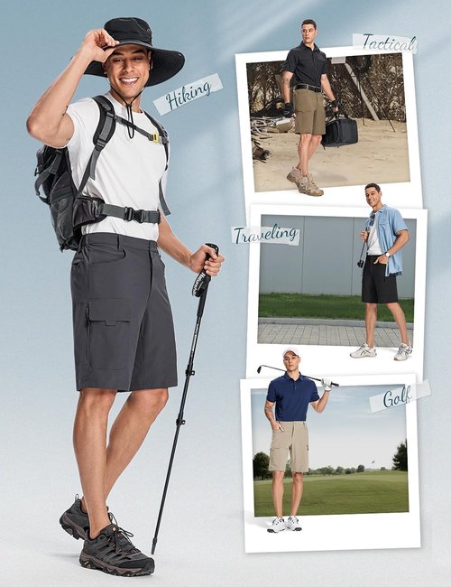 Moosehill Men's Hiking Shorts - Lightweight, Quick-Dry, Water-Resistant with 6 Pockets for Outdoor Adventures