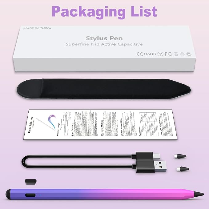 Stylus Pen for iOS&Android Touch Screens, Active Pencil for Samsung, Smart