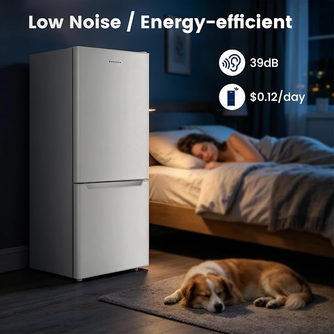 Apartment 7.1 Cu.Ft Refrigerator with Bottom Freezer Cream White | Office Fridge with Bottom Freezer, Large Capacity, Energy Saving, Adjustable Thermostat, Low Noise