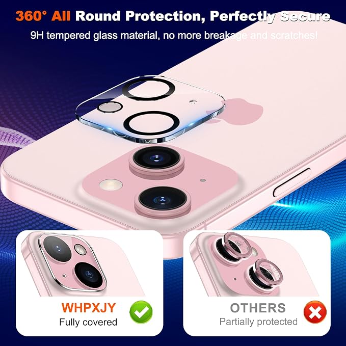 WHPXJY for Camera Lens Protector for iPhone 15/15 Plus Ultra HD Tempered Glass