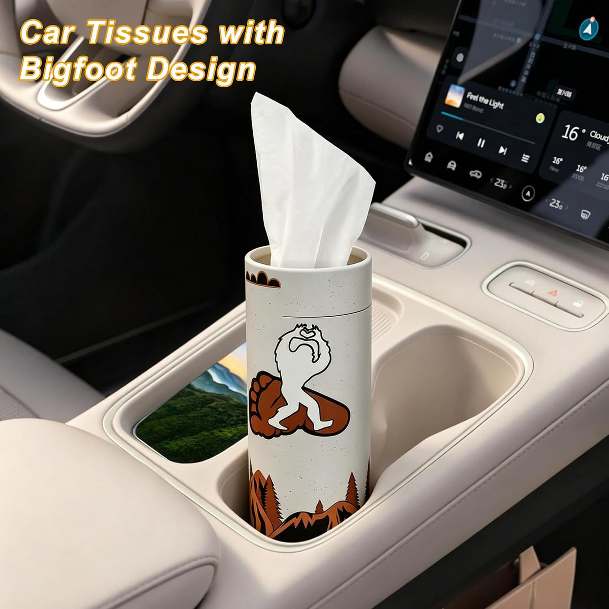 Car Tissue Holder 4 Pack, Bigfoot Tissue Box Cylinder for Car Cup Holder