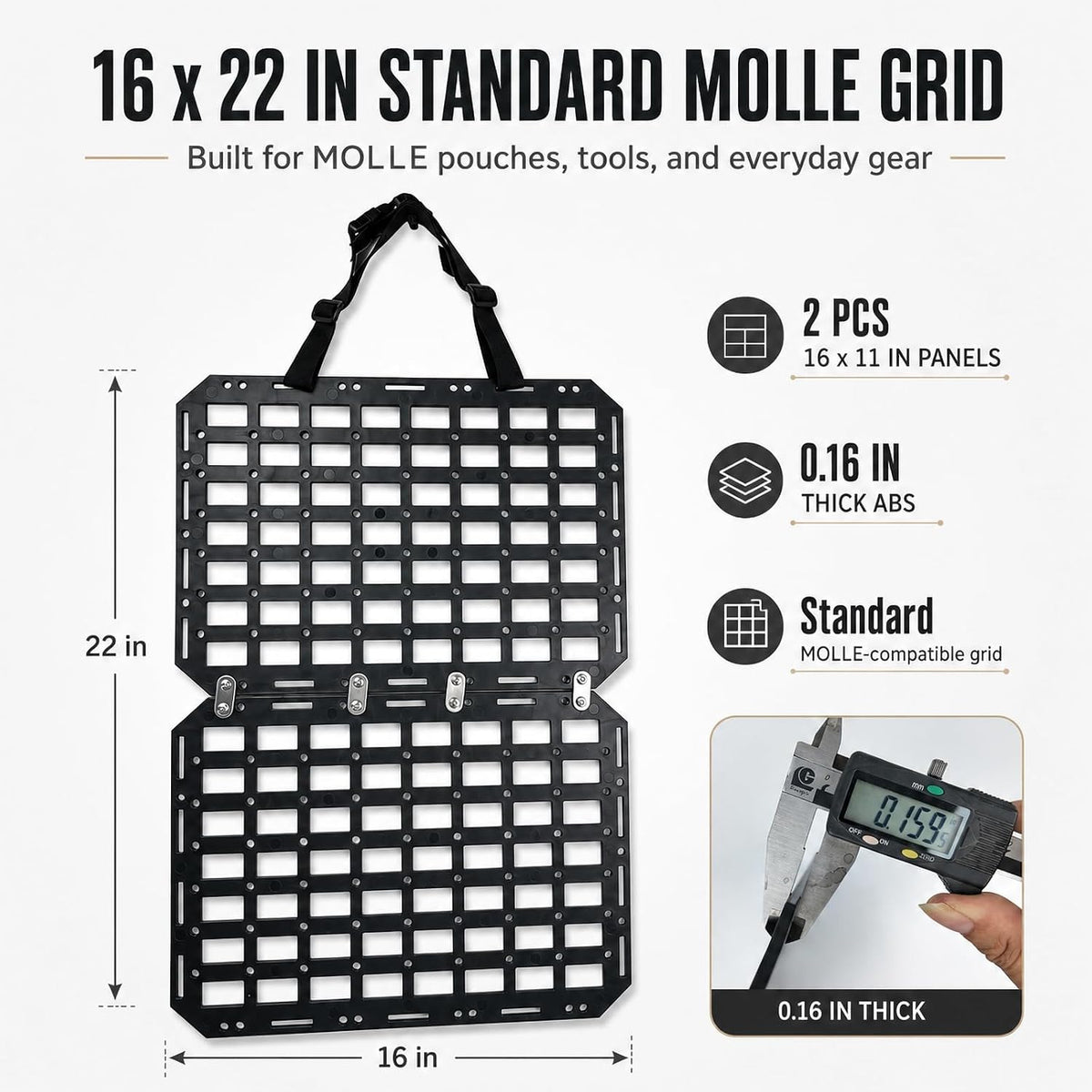 Automotive Seat Back Organizer Rigid MOLLE Panel | Universal Fits Trucks, SUVs and Outdoor Adventures, Tactical Gear and Tool Storage