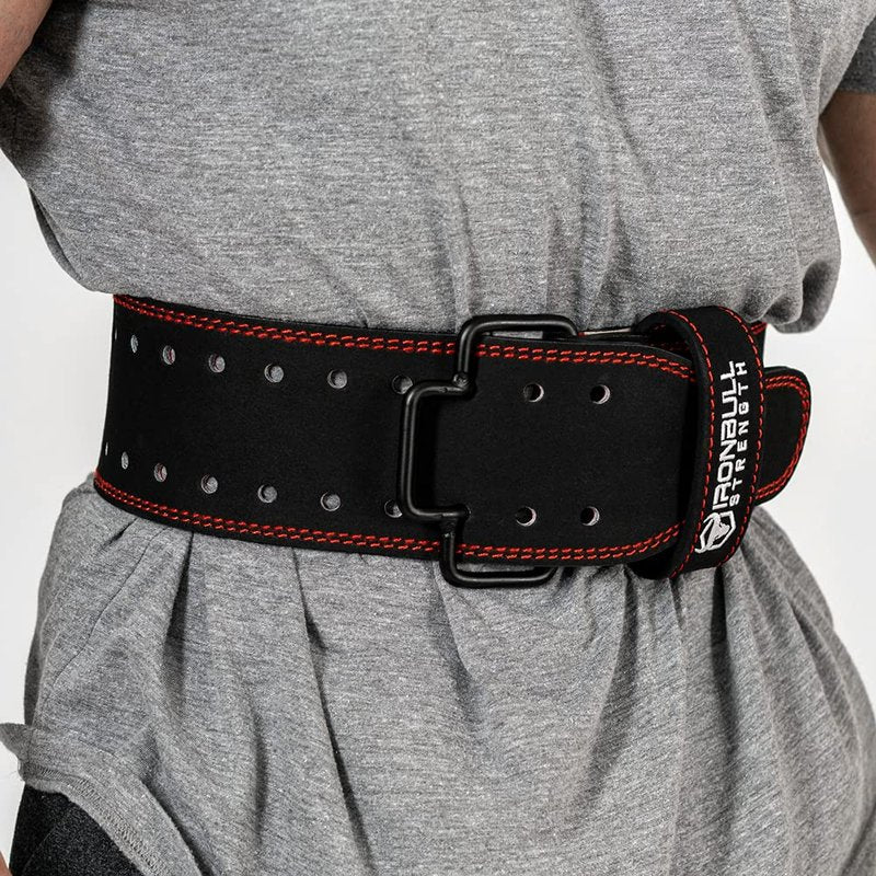 Quick Release Weightlifting Belt PRO - 7mm Fast Lever Lifting Belt - 4-inch Wide Suede Leather Back Support - For Powerlifting, Weight Training, Gym and Fitness (Medium, Black/Red)