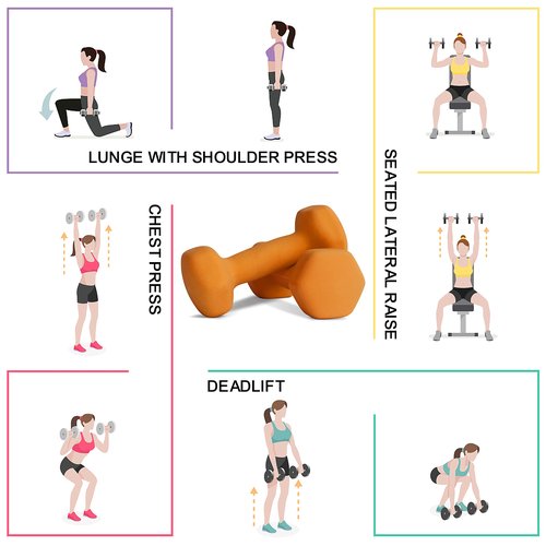 Balelinko Home Gym Equipment Workouts Strength Training Weight Loss Pilates Weights Yoga Sets Weights for Women, Men, Seniors and Youth, 9LB Orange, Pair