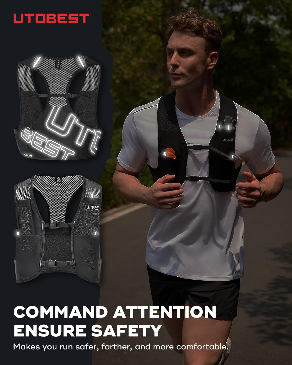 UTOBEST Ultra-Light Running Vest | Breathable Hydration Gear for Men & Women - Perfect for Trail Hiking & Jogging