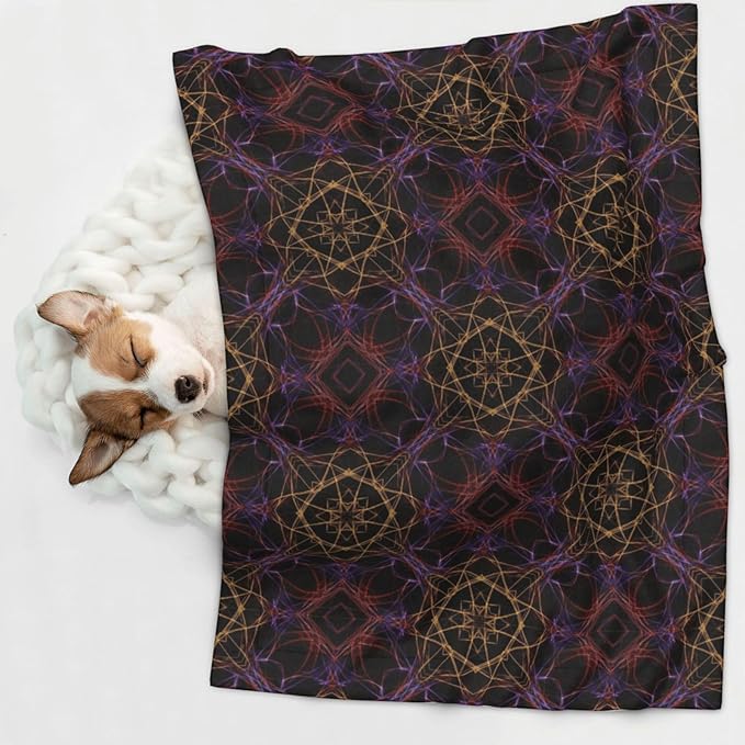 Double Sided Pet Bed Blanket for Added Cushion Warmth, Magic Smoking Sacred Geometric, Reversible Cover with Textured Dot Surface for Existing Beds Standalone Mat