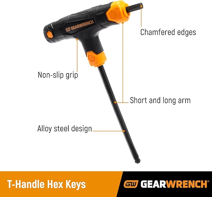 GEARWRENCH 7 Piece Metric T-Handle Ball End Hex Key Set - 83516