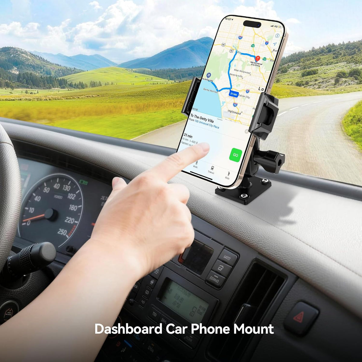 MAGJIEYX Car Phone Holder for Truck/Wall/Boat, Drill-Base Mount for Van/Dashboard Durable 360°Adjustable & Firm Grip Clamp Stand Compatible with 4.7"-6.9" iPhone/HTC/LG/Nexus/Samsung/Huawei