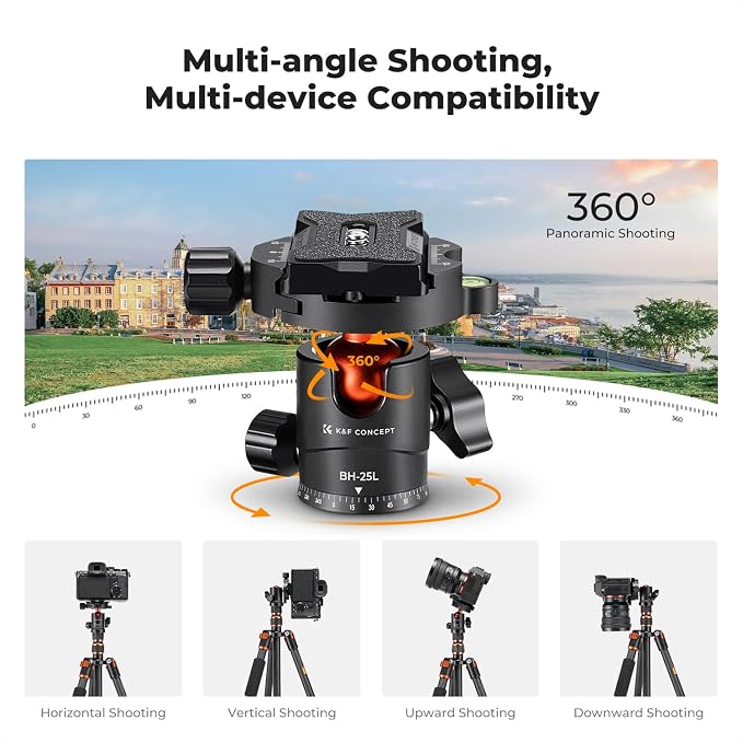 K&F Concept 60 inch Carbon Fiber Camera Tripod, Super Lightweight Compact