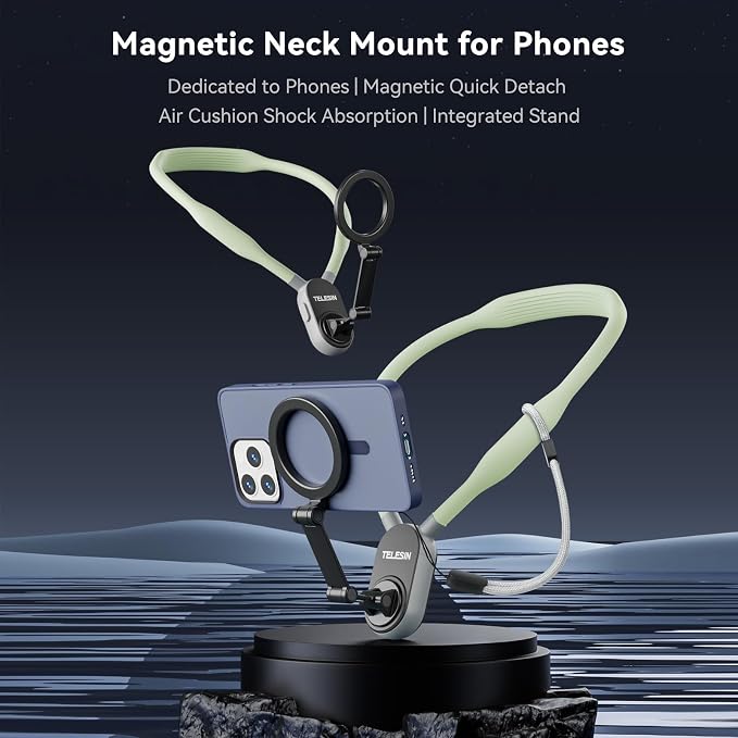 TELESIN Magnetic Neck Mount for Phones, Cell Phone Holder Stand Hanging on Neck