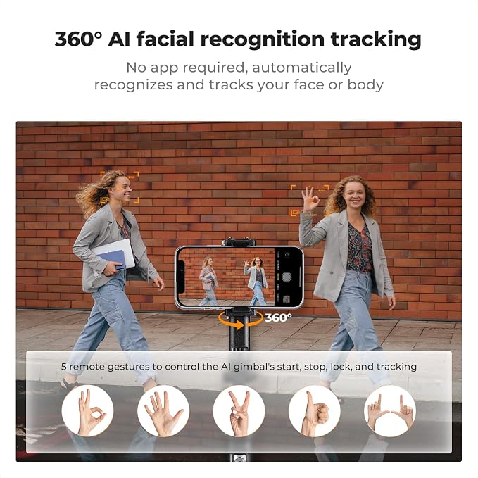 K&F CONCEPT 71“ Face Tracking Tripod, Auto Face Tracking Selfie Stick, Auto