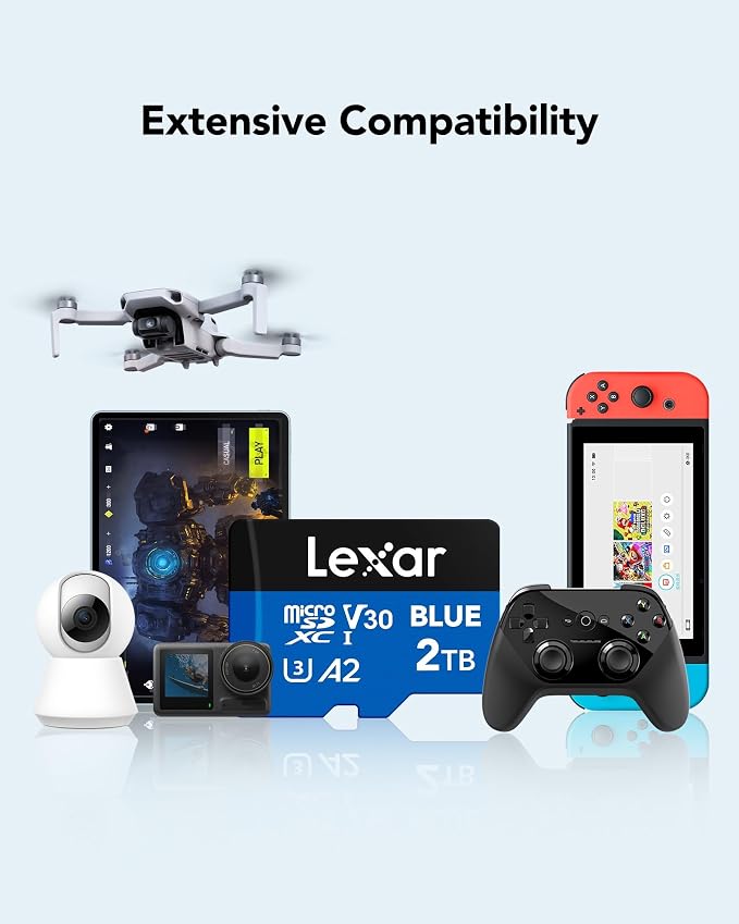 Lexar 2TB Blue Micro SD Card Up to 160MB/s, microSDXC UHS-I Memory Card
