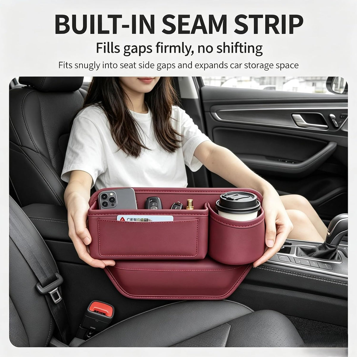 Car seat Gap Filler Organizer, Anti-Drop Car Seat Gap Filler Organizer (2 Beige (Driver+Passenger))