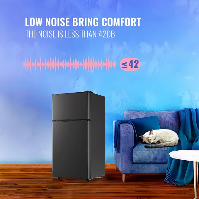 2.4 Cu.Ft Small Refrigerator with Freezer Dorm Mini Fridge with Removable Plastic Shelves Mini Refrigerator Ideal for Home, Office,Dormitory Gray