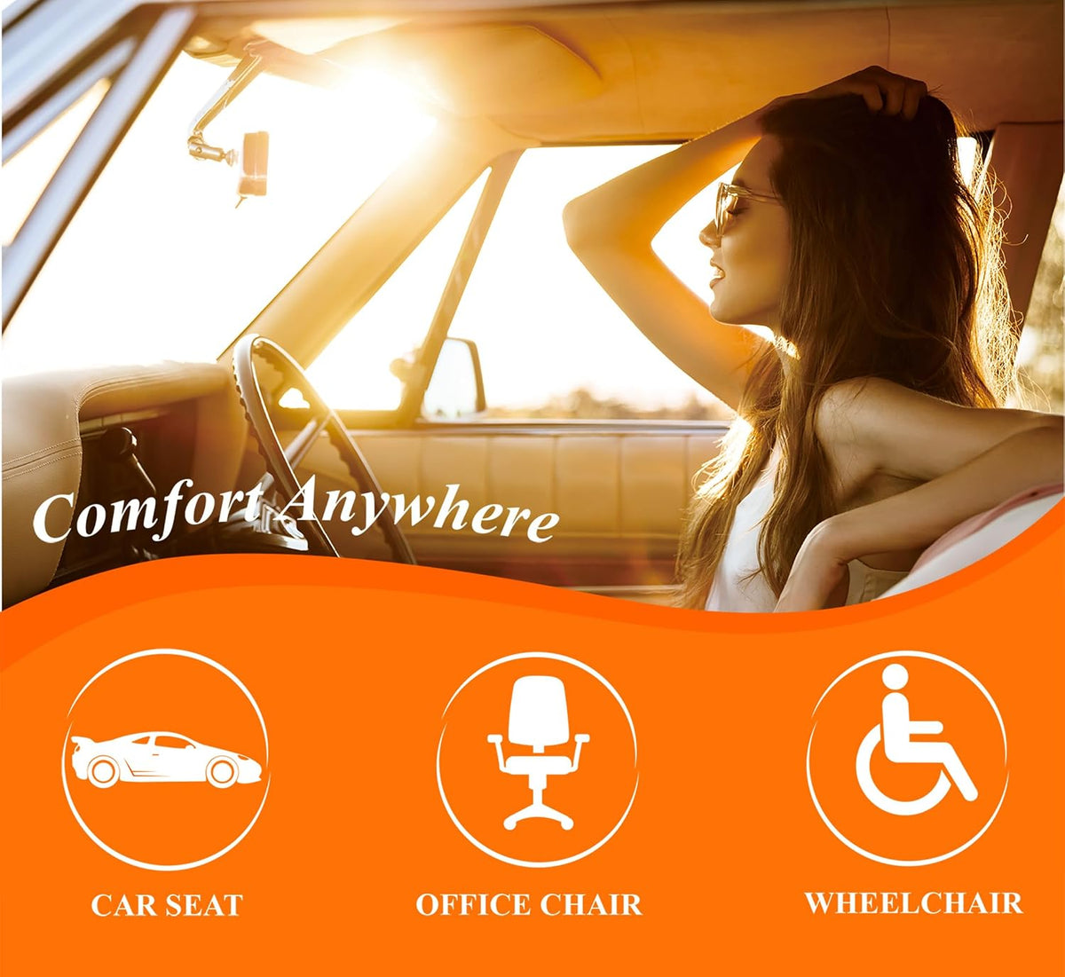 kingphenix Memory Foam Car Seat Cushion for Driving Comfort and Office Use