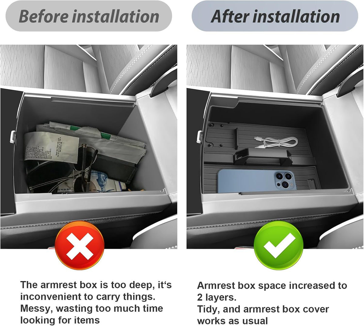 SKTU for 2025 2026 2027 Buick Enclave Center Console Organizer for 2025-2027 Buick Enclave (Preferred/Sport Touring/Avenir) ABS Console Tray Buick Enclave 2025 2026 2027 Accessories