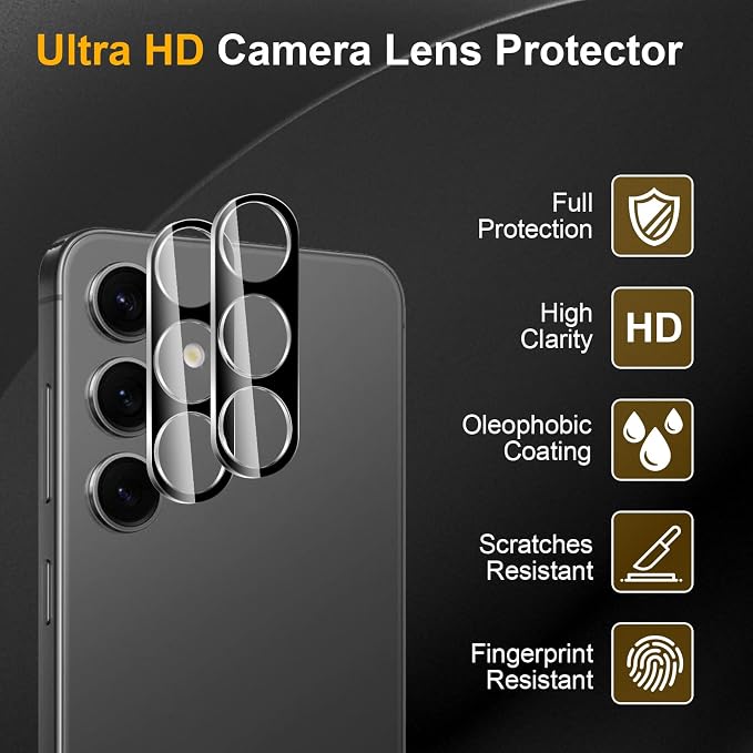 3 Pack Camera Lens Protector for Samsung Galaxy S24/S23/S23 Plus, Tempered Glass