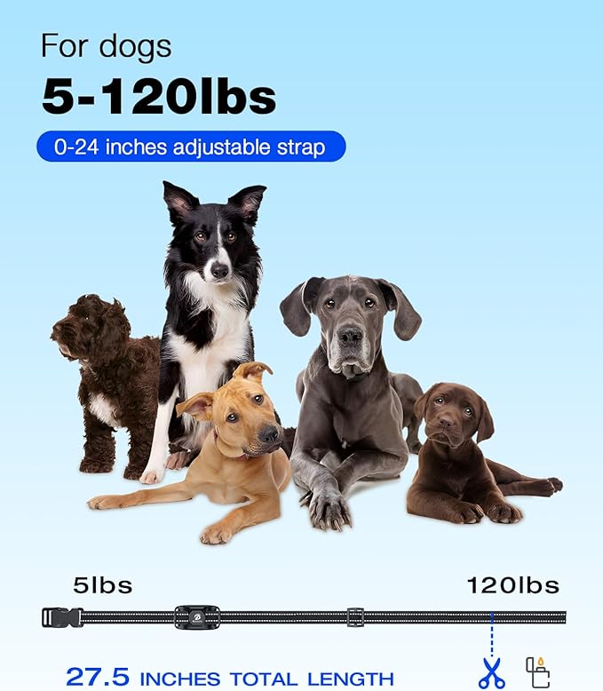 Bousnic Dog Shock Collar - 3300Ft Training Collar with Remote for 5-120lbs Small Medium Large Dogs Rechargeable Waterproof e Collar with Beep (1-8), Shake(1-16), Safe Shock(1-99) Modes (Black)
