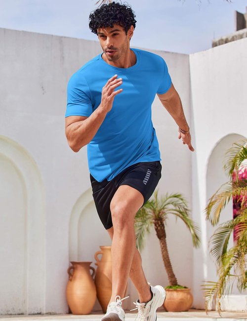 COOFANDY Men's Swim Shirt - Short Sleeve UPF 50+ Rash Guard | Quick Dry & Breathable Beach T-Shirt