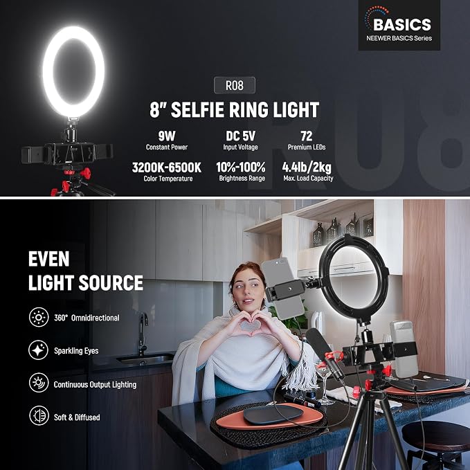 NEEWER Basics 8" Selfie Ring Light