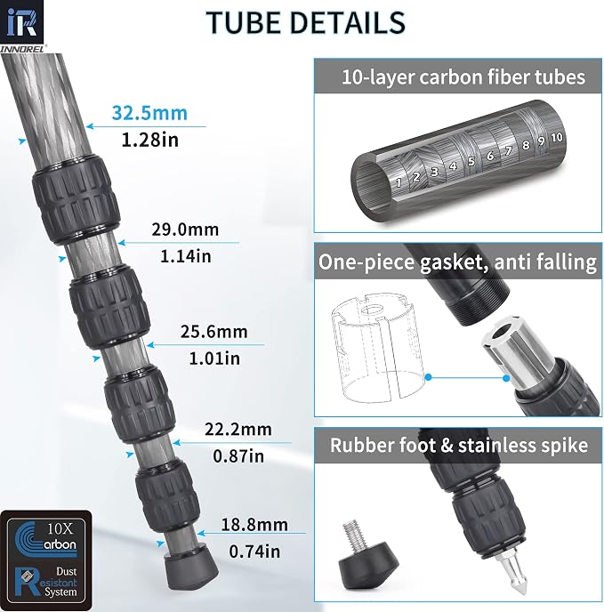 Carbon Fiber Camera Monopod INNOREL RM325C Professional Portable Compact