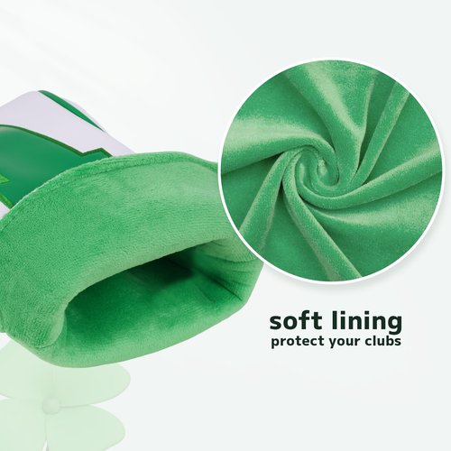 Craftsman Golf Lucky Clover Patterns with Large Green No. Funny Driver 3 5 Fairway Wood Hybrid Headcover Cover Protector Travel Case