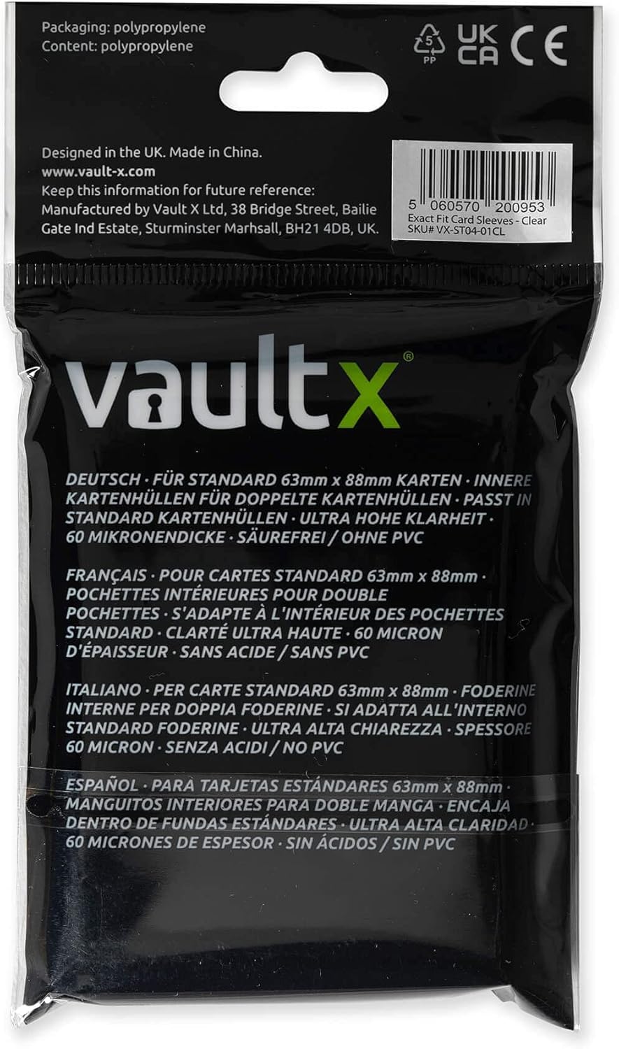 Vault X Trading Card Sleeves - Soft High Clarity Inner Sleeves for Collectible Card Games (100 Pack)