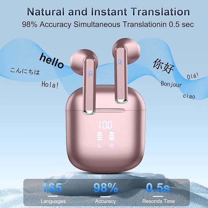 2026 AI Translation Earbuds Real Time, 165 Language Translator Earbuds 3-in-1