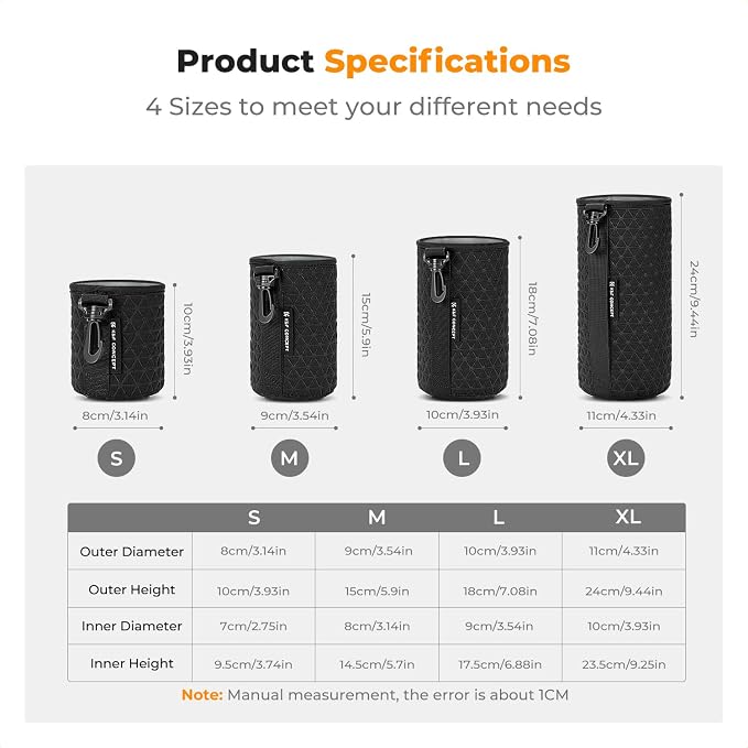 K&F CONCEPT 4 Pack Camera Lens Pouch Set, Drawstring Lens Protective Bag