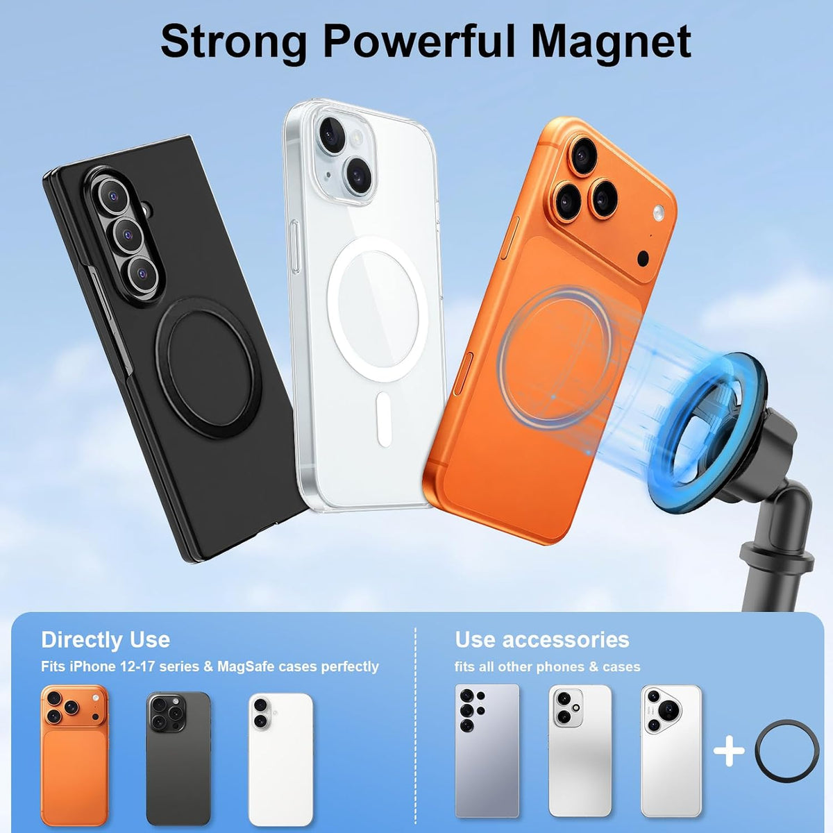 LenTok Magnetic Cup Holder Phone Mount for Car, 2 in 1 One-Hand Operation