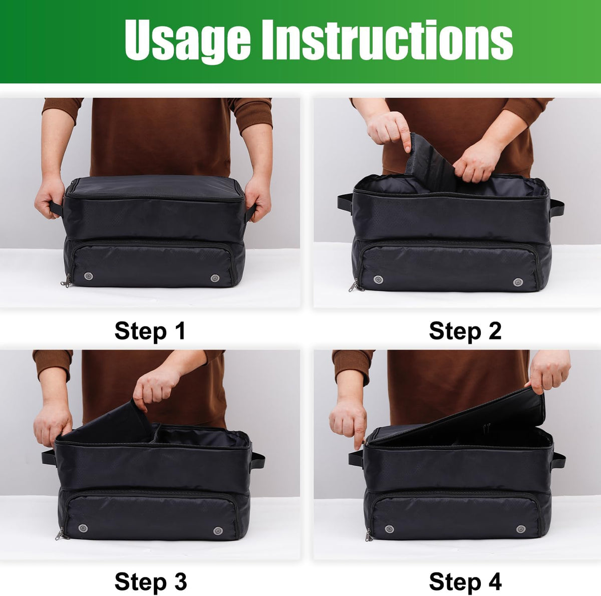 Golf Trunk Organizer 2 Layer with Separate Compartment for 2 Pair of Shoes, Golf Bag Storage for Car, Waterproof,Trunk Locker for Balls, Tees,Gloves