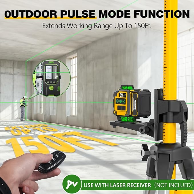 Alloyman 4x360°Self Leveling Laser Level, 12 Ft./3.7M Professional Laser Level
