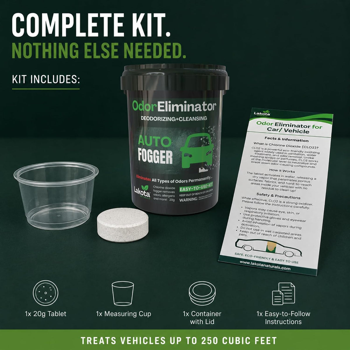 Chlorine Dioxide Fogger Deodorizing Kit, Car Bomb Odor Eliminator, Smoke Smell Remover For Car, Scent Bomb Air Freshener & Deodorizer. Easy to Use Kit Eliminates All Kinds of Odors!