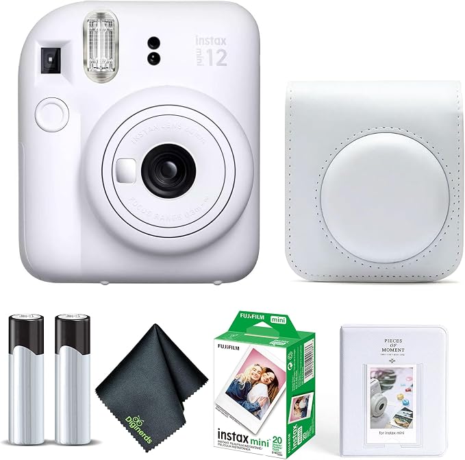 Fujifilm Instax Mini 12 Instant Camera Clay White Bundle