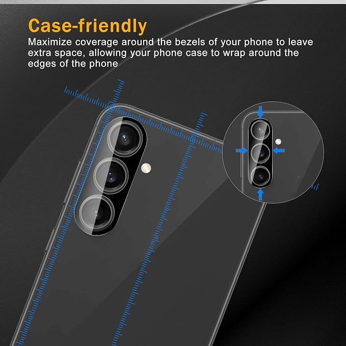3 Pack Camera Lens Protector for Samsung Galaxy S23 Fe, Tempered Glass