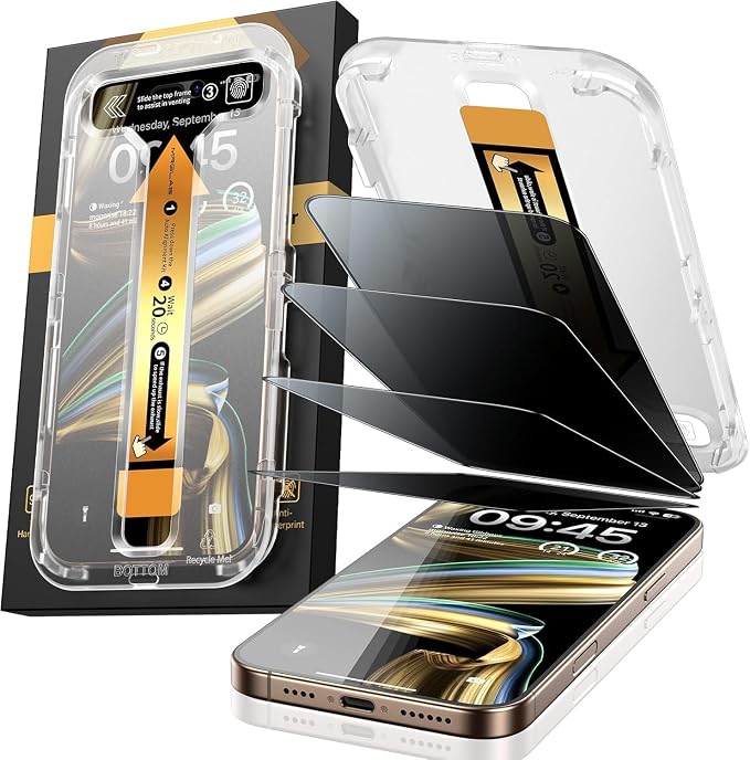 MRGLAS TOP 9H+ Glass 4 Packs for iPhone 12 Pro Max Privacy Screen Protector