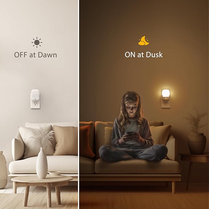 Briignite Motion Sensor Night Light, Plug in, Dusk to Dawn, Adjustable Brightness Led Night Lights Soft White, 1W, Bedroom, Kids Room, Bathroom, Stair