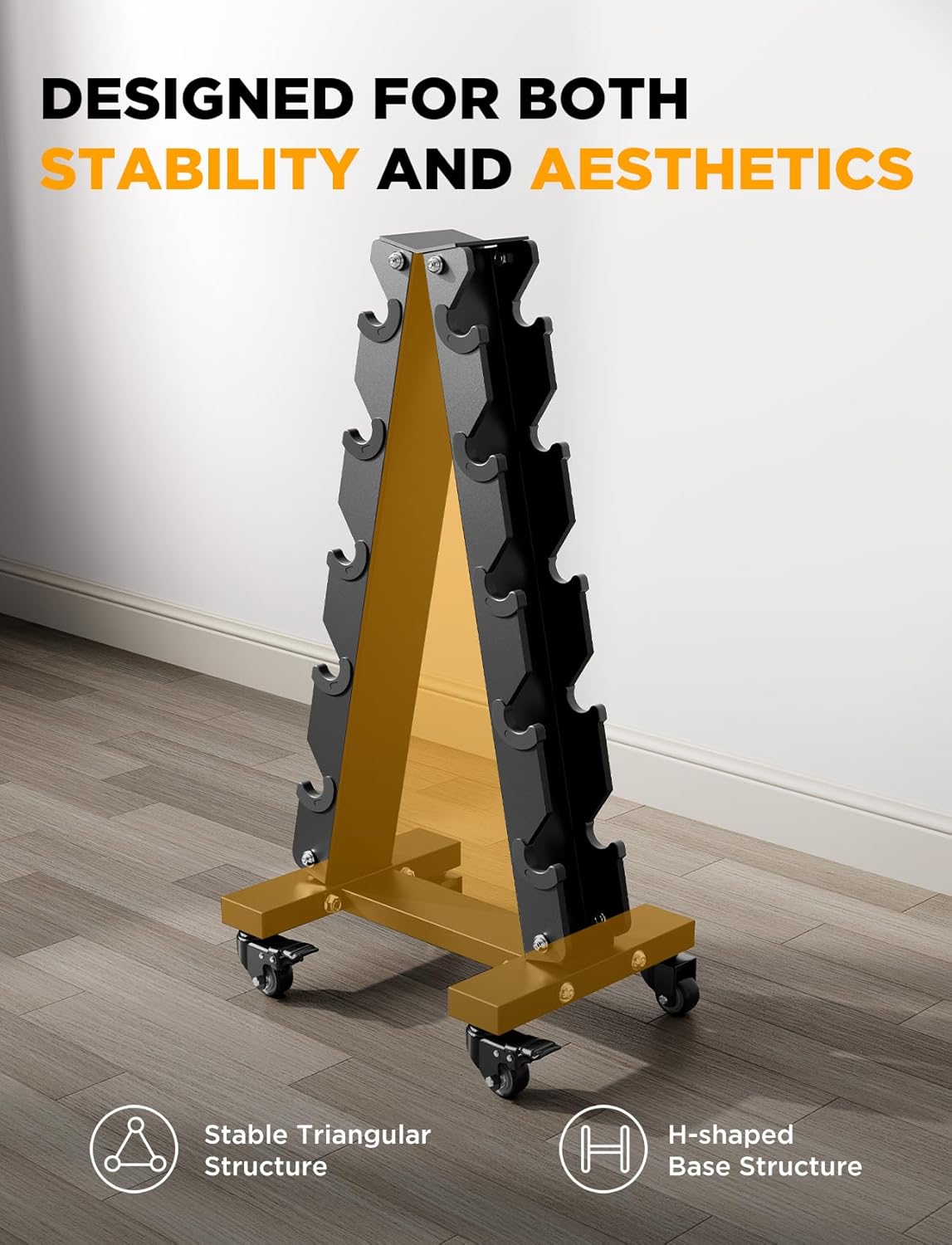 YOLEO Dumbbell Rack - Heavy Duty 3 & 5 Tier Weight Storage Organizer | Space-Saving Design for Home Gym - 1100LBS Capacity