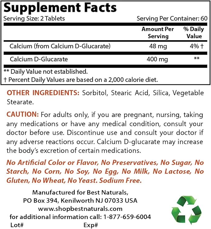 Calcium D-Glucarate 200 mg & Magnesium Glycinate 425 mg