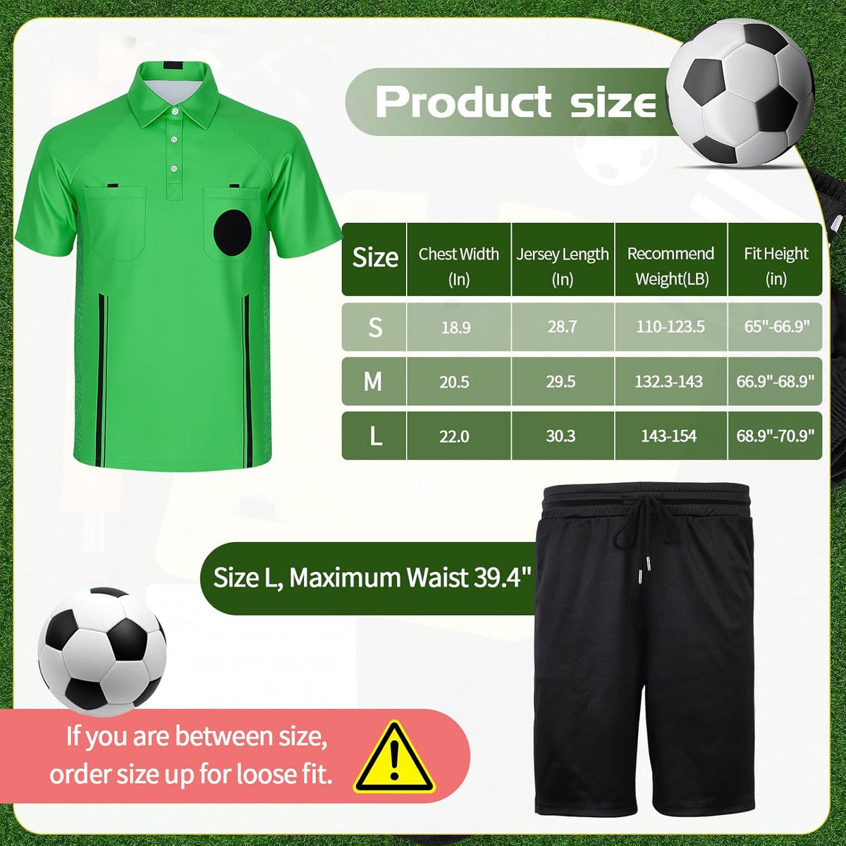 Skiennix Soccer Referee Jersey Kit - 7-Piece Set with Whistle, Cards, Socks & Flags for Adults