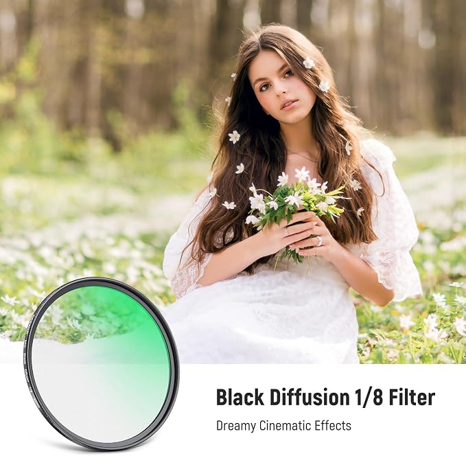 Neewer 62mm Black Diffusion 1/8 Filter Soft Dreamy Cinematic Effect Filter