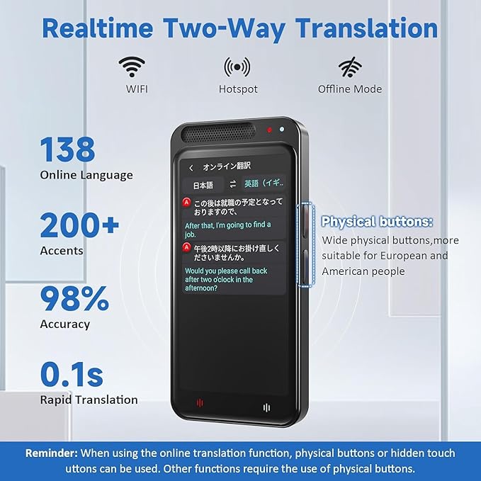 Language Translator Device, 150 Languages Two-Way Instant Translator Device