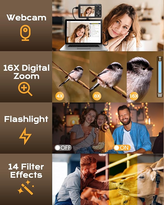 8K Digital Camera for Photography, 2026 Latest WiFi 88MP Vlogging Camera for