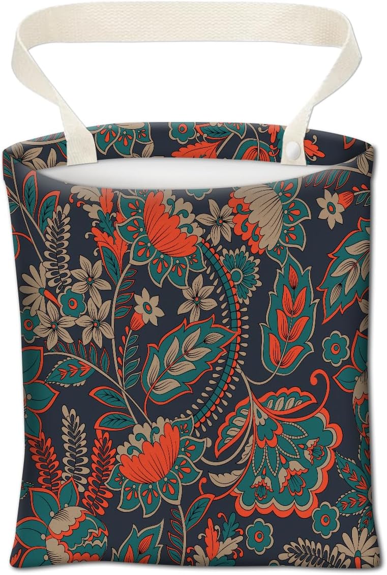 Car Trash Can, Cute Car Trash Bag, Hanging Car Organizer and Storage Bag, Trash Bin for Car Accessories, Vehicle, Travelling, Camping Luxury Paisley Flowers